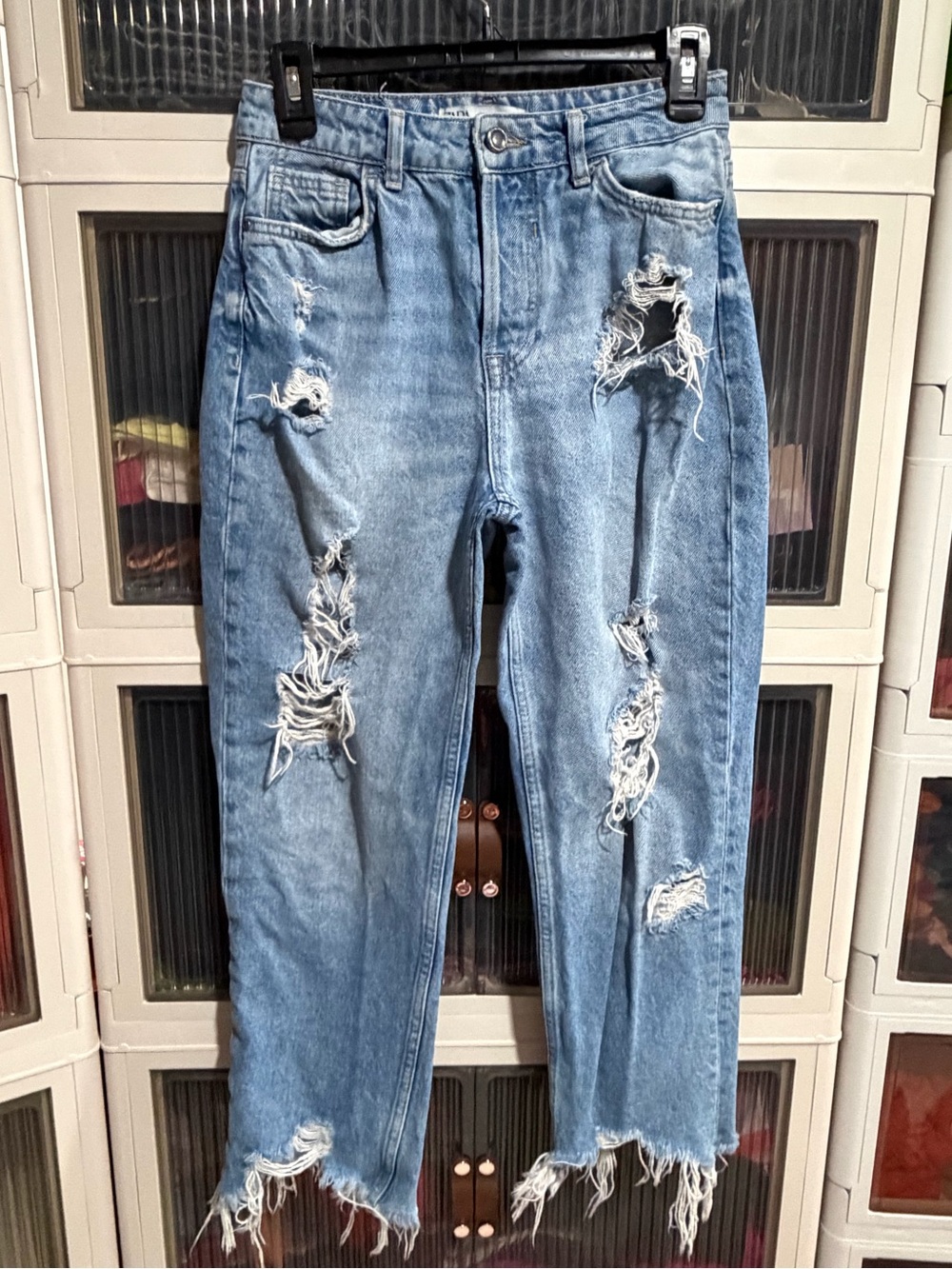Zara Light Blue Distressed Relaxed Jeans